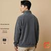 DAISHU Men's Wool Blend Plush Lined Half-Zip Stand Collar Sweatshirt