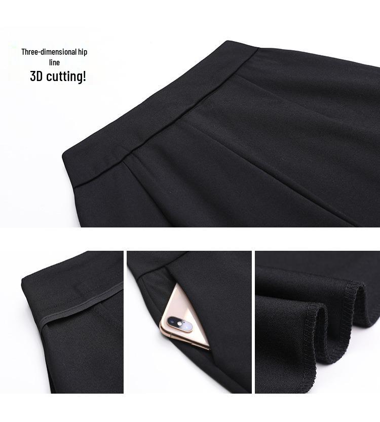 Women's Petite Cotton-Nylon Blend Micro Flare Suit Pants – 9/10 Length for 145-150cm Heights