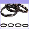 Men's Double Layered Volcanic Stone Beaded Bracelet With Alloy And Leather