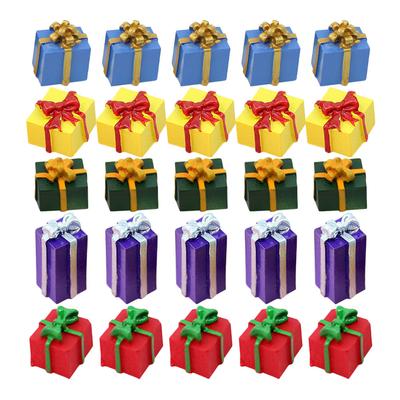 30Pcs Mini Resin Gift Boxes Christmas Ornament Set Detailed Craft Decorations Holiday DIY Supplies Festive Packages Cute