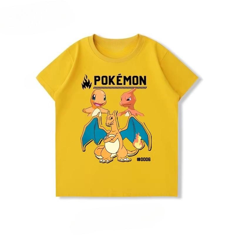 Potdemiel  New Summer Style Pure Cotton Childrens TShirts Pikachu Print Unisex Size Comfortable and Breathable