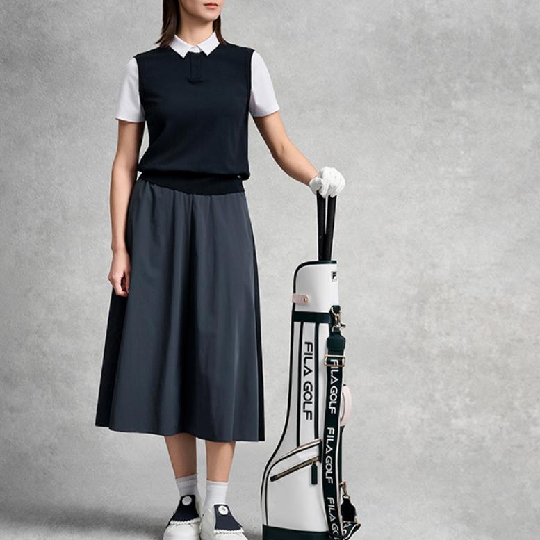 FILA Golf Series Pullover Knitted Polo Short Sleeve Golf Shirt Women tops A11W625411F-NV