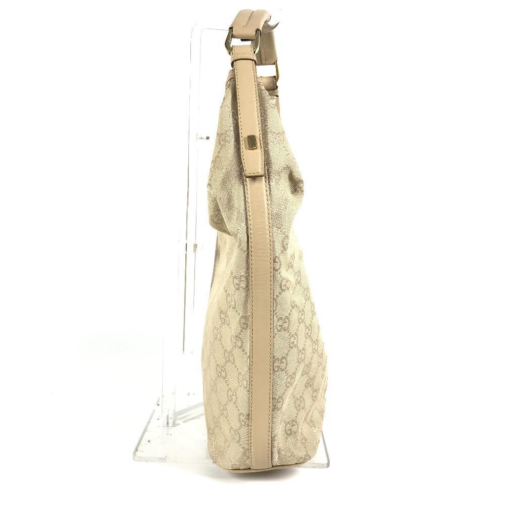 Gucci 73885 GG Logo Bucket-shaped Shoulder Bag GGCanvas/Leather Beige