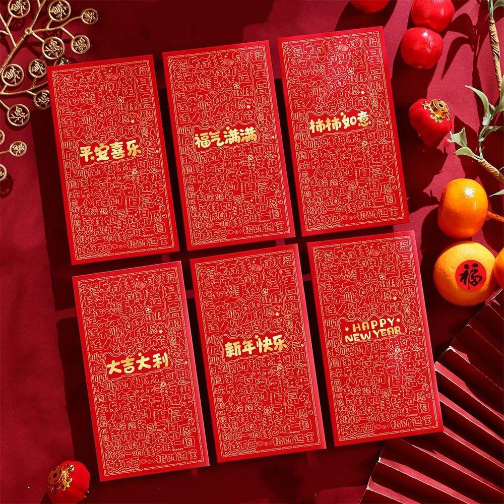 6pcs Horse Theme Horse Year Red Envelope Cartoon Lucky Pockets Hongbao  Festival Gifting