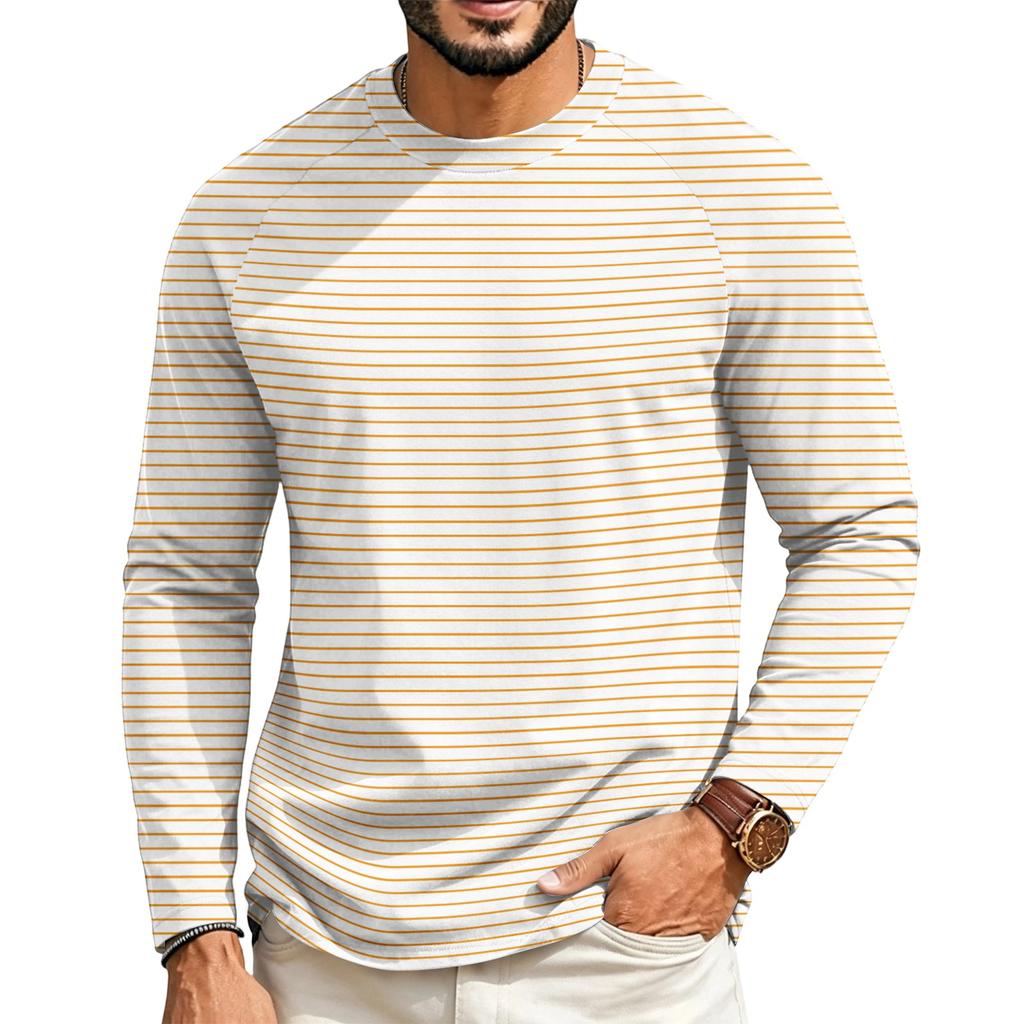 T-shirt décontracté à manches longues raglan et col rond pour homme