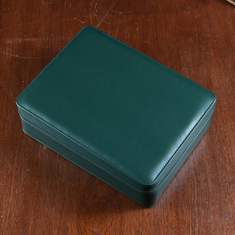 

Leather Watch Box 8 Slot Watches Storage Box Portable Travel Mechanical Watch Organizer Boxes Men s Watches Packaging Boxes зелёный