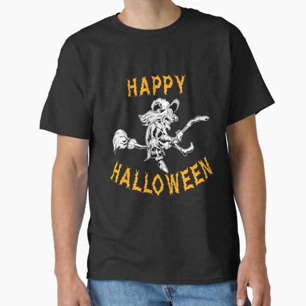 Witch on Broom Halloween Holiday T shirt T-Shirt S разноцветный