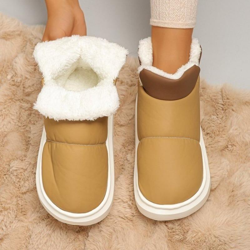 Winter New Velvet Warm Middle Cotton Shoes Comfortable Versatile Bread Shoes One Pedal Large Size Snow Boots Women