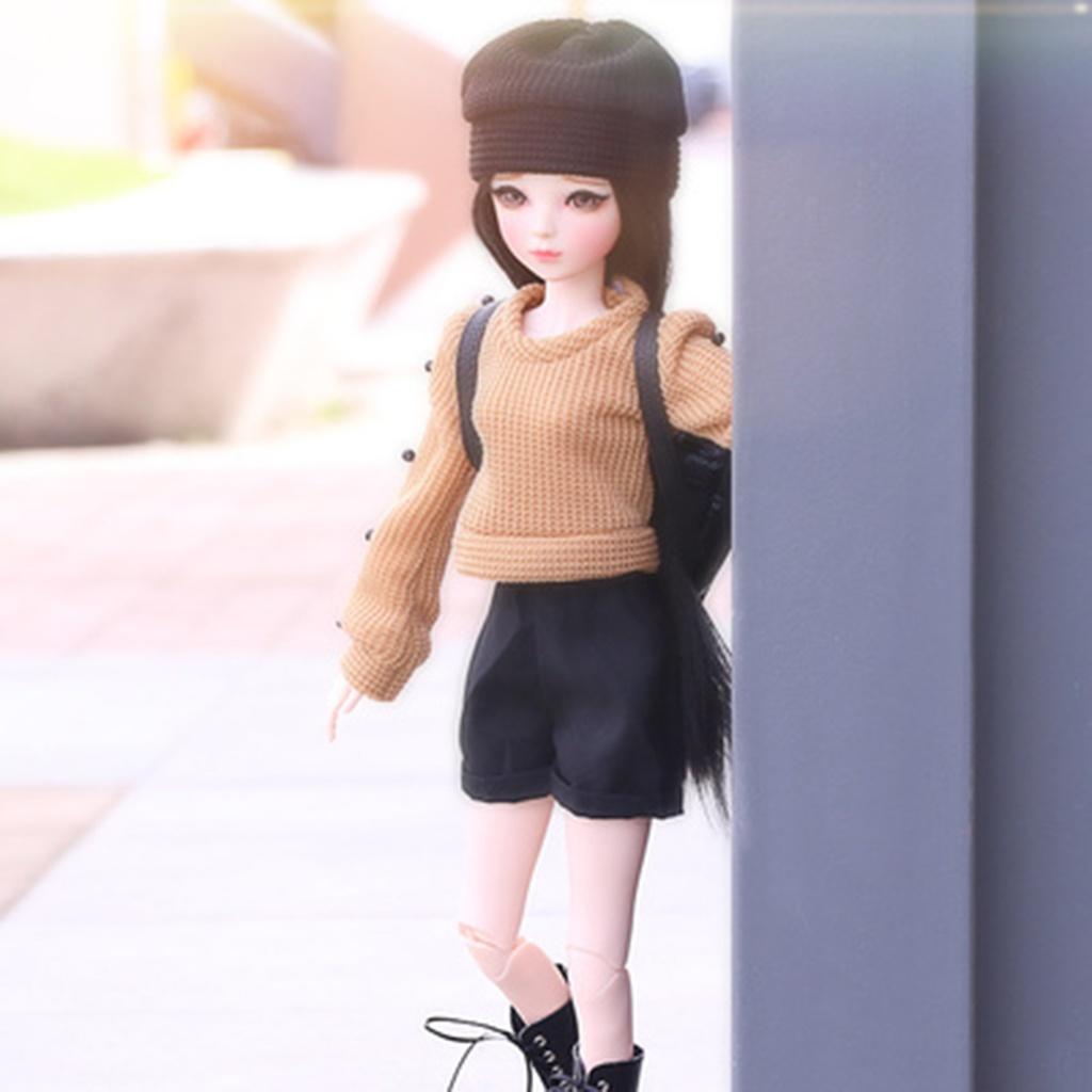 Moda Lalka Sweter Spodenki Spodnie i Kapelusz Odzież Zestaw dla lalek 1/3 BJD SD