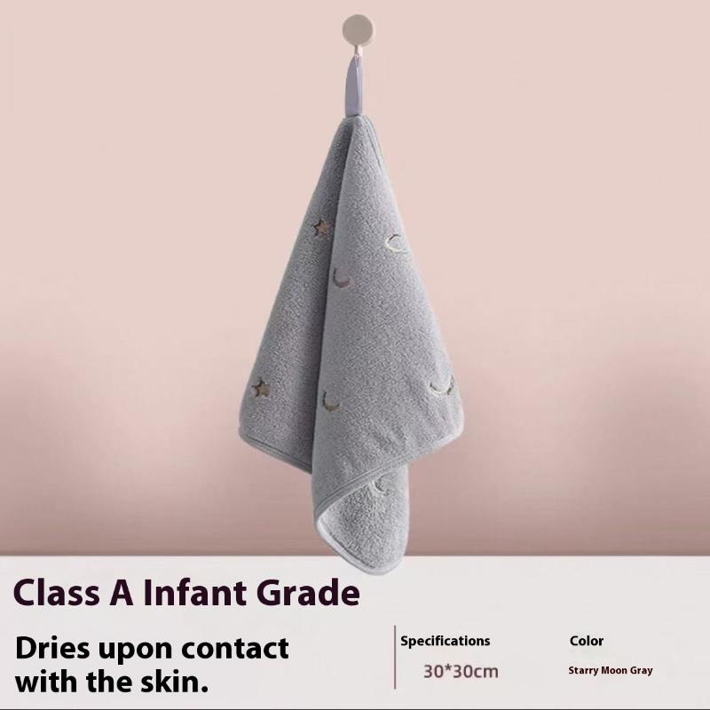 30X30Cm Cartoon Small Embroidery Pure Cotton Household Soft Non-Linting Bathroom Adult Face Hand Towel