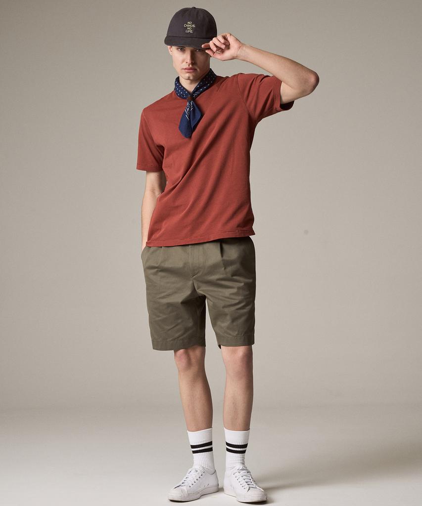 Laijeuaenbillou Authentic Supima Pleated Half Shorts Olive
