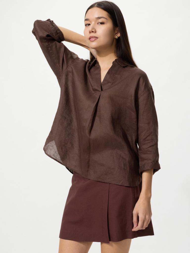 Uniqlo Premium Linen Skipper Collar Shirt  Part 7 