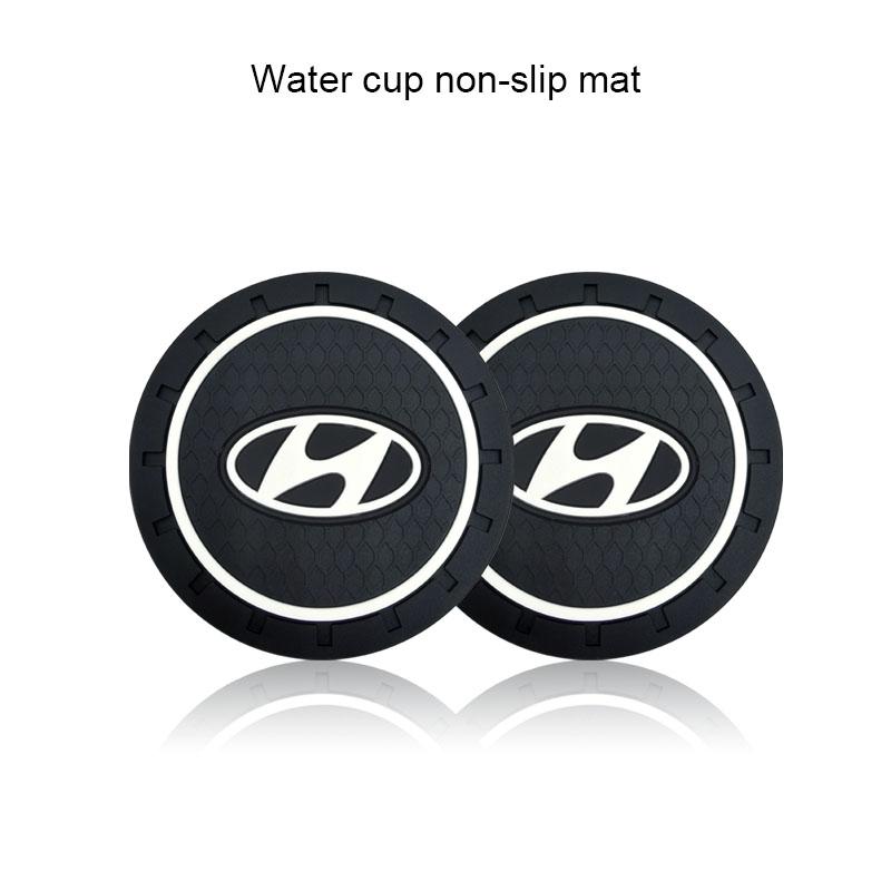 2Pcs Car Anti Slip Coaster Anti-noise Water Cup Pad Cushion Car Accessories For Hyundai Genesis I10 I20 I30 I40 IX20 IX35 IX25 Accent Azera Elantra