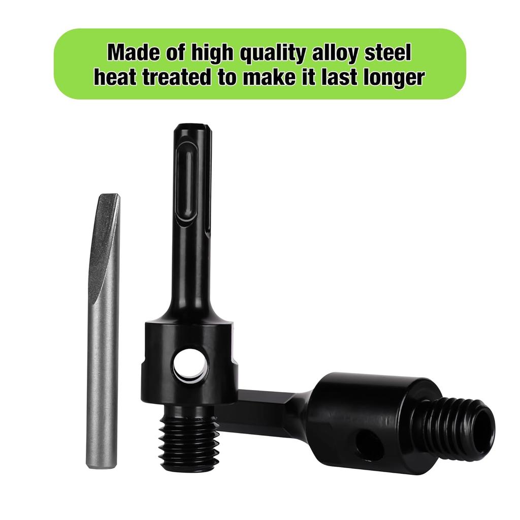 2Pcs Core Drill Bit Adapters 5/8"-11 with 11.81" Pilot Bit, SDS-Plus Adapter & Hex Shank Adapter for 5/8-11 Threaded Drill Bits, Centering Pilot Bit