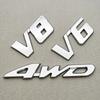 3D Metal Car Sticker Logo V6 4WD Car Rear Trunk Badge Fender Side Emblem Decals For Toyota Tundra Tacoma Land Cruiser Highlander