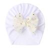 Baby Turban Hat Soft Ribbed Fabric Infant Headwrap with Polka Dot Bow Knot Stretchable Newborn Cap