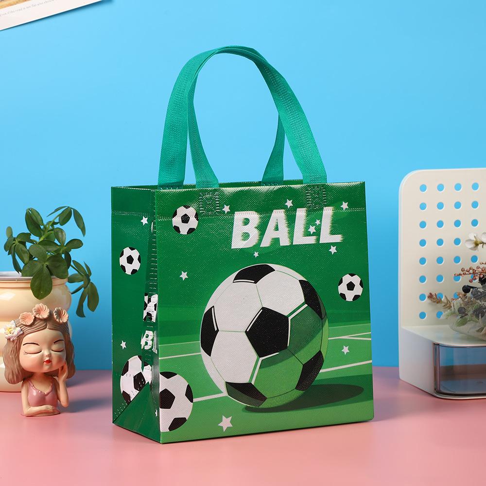 12Pcs Sports Football Theme Non Woven Gift Packing Bag Soccer Shopping Tote Bag for Kids Birthday Baby Shower Party Decoration