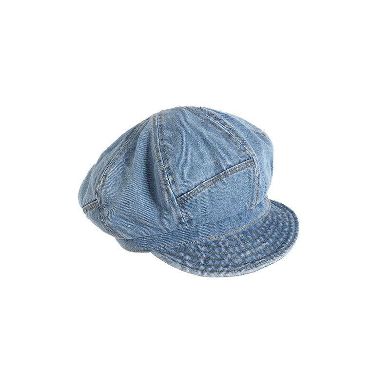 Classic Denim Newsboy Cap With Breathable Cotton For Casual And Office Wear