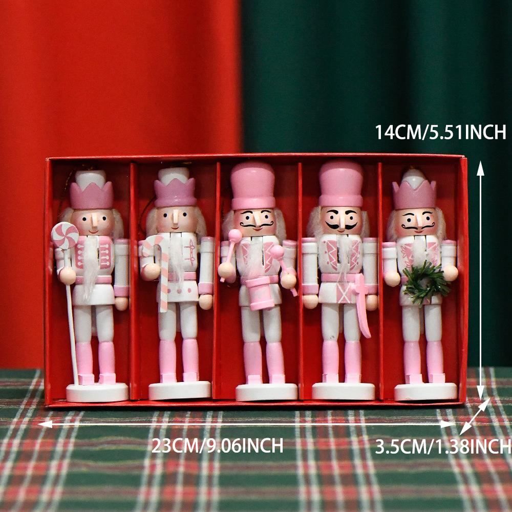 

5 шт. 12 см Розовый Щелкунчик Кукла Солдат Настольные поделки Украшения Щелкунчик Играющий оркестр Куклы Рождественское украшение Новый год Хо