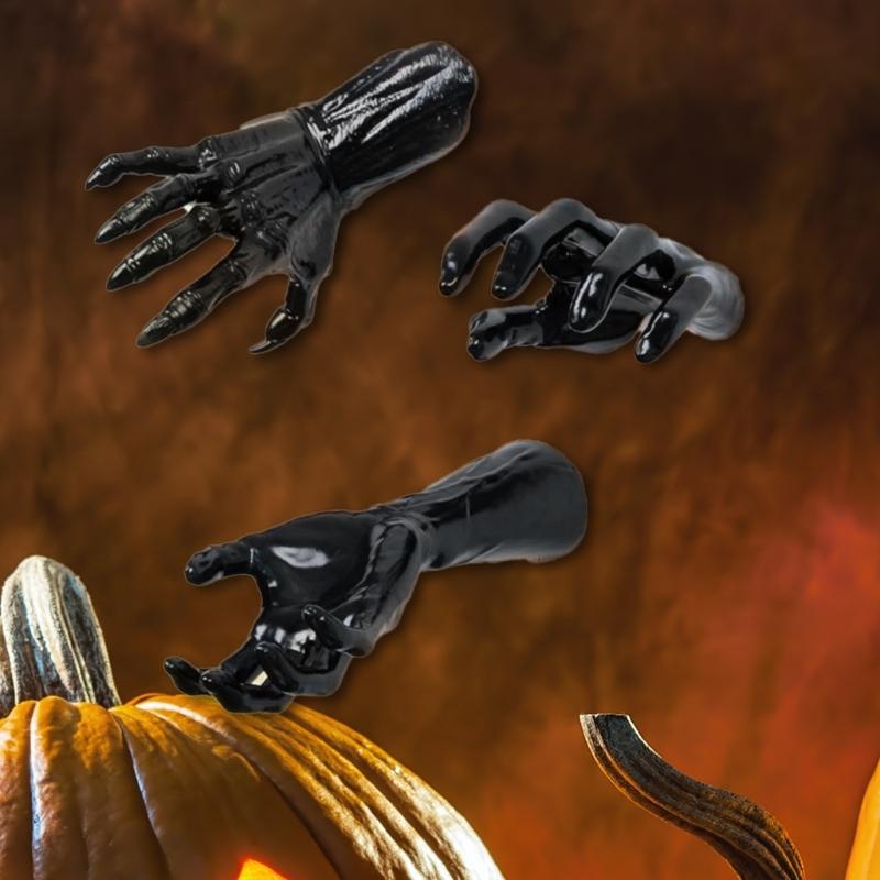 Set of 3 Horror Skeleton Hand Shaped Holders Indoor and Outdoor Wall Decoration Festival Home Embellishments