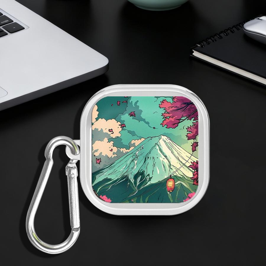 Hülle Für Samsung Galaxy Buds 2 Live 3Pro 4 Pro 4Pro 3 FE 2Pro Klare Kopfhörerhüllen Abdeckung Mit Haken Japanische Landschaft