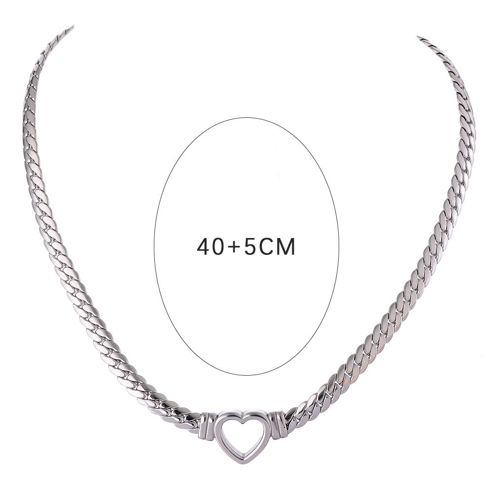 

Yhpup Heart Chain Necklace Stainless Steel for Women Fashion Metal Texture Flat Collar Waterproof Necklace Girlfriend Gift