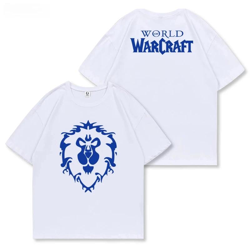 Hot Sale Warcraft Printed Men's T-Shirt Cotton Game Pattern Cool Breathable Striped Design for All Seasons