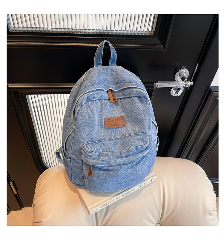 Schulrucksack Koreanische Version mit großem Fassungsvermögen Lässiger Rucksack für High-School-Schüler Klassentasche Neuer Jeans-Rucksack für Jungen und Mädchen Trend