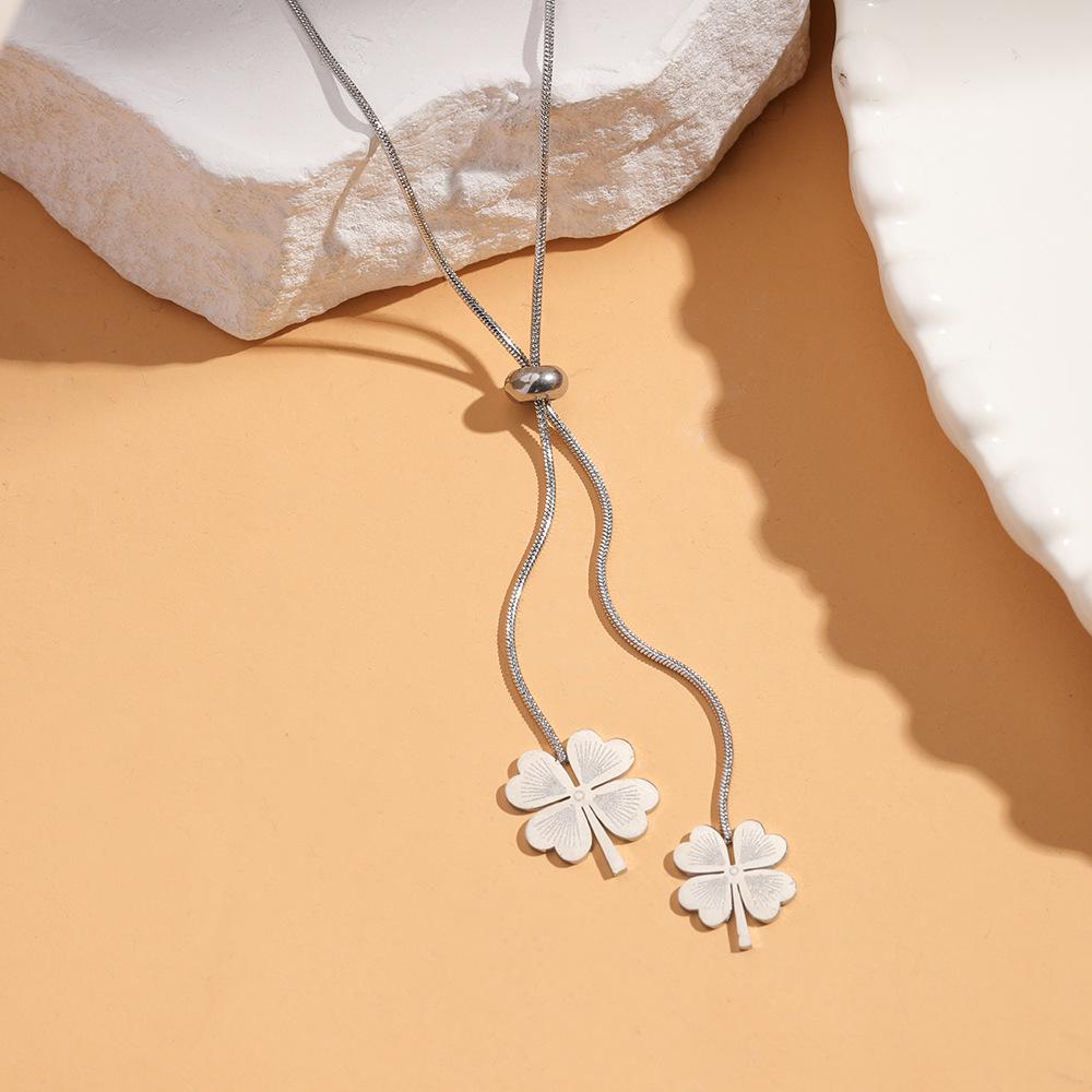 Women's Silver Titanium Steel Necklace with Micro-Inlaid Zircon - Elegant, Durable Clavicle Chain Jewelry
