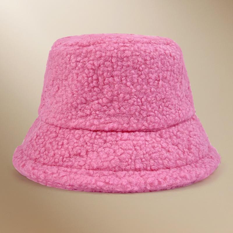 Autumn and winter thermal basin hat retro bucket hat word men and women lamb wool bucket hat
