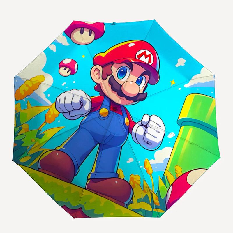 

1pc Mario Adventure Automatic Open/close Folding Portable Cute Umbrella with 8-Rib Structure for Women/Men, All-Season Use 144