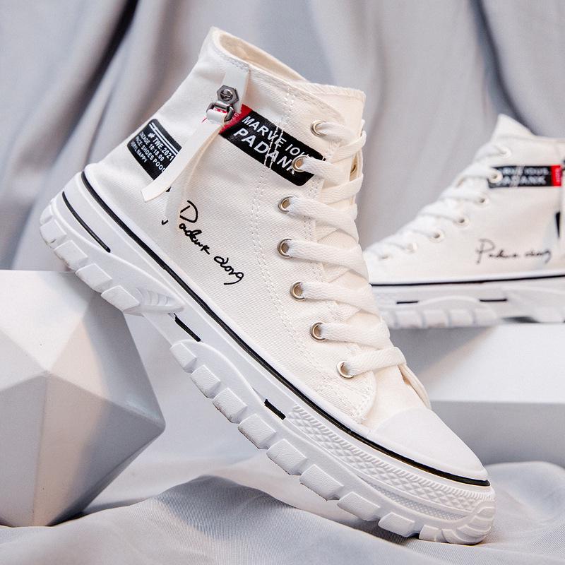 2025 Autumn Men's High-Top Canvas Shoes - Trendy Korean Style Casual Footwear for Students
