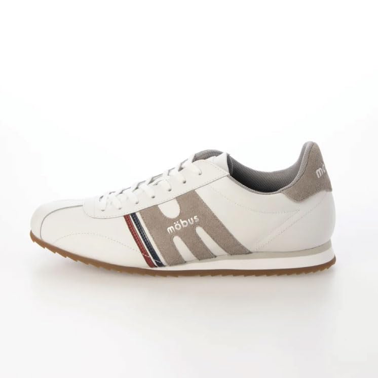Mobus Herren Leder-Sneakers, Echtes Leder, Sportlich, Lässig, Laufschuhe, Aktuelles Modell HEIDE (Weiß/Steingrau, Größe 25,0 cm)