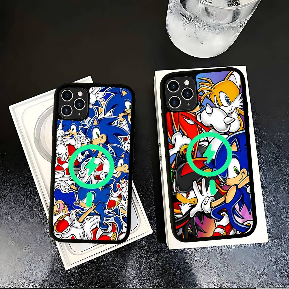 Anime S-Sonic H-HedgehogES Magnetic Wireless Phone Case For IPhone 17 16 15 14 13 12 11 Pro Max Plus Mag Phone Cover