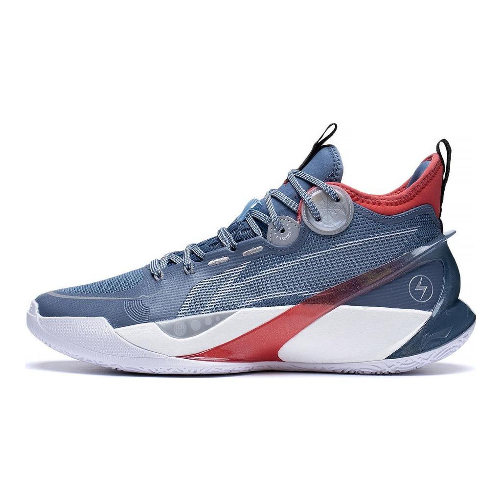 Li Ning SONIC 10 Ultra Abrasion Resistant Breathable Mid Top Basketball Shoes Men's Blue White Red ABAS145-7