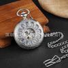 Vintage Style Mechanical Pocket Watch With Roman Numeral Dial Skeleton Back Men Women Gift