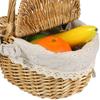 Oval Wicker Picnic Basket 1pc Fruit Vegetable Storage Basket Wicker Weaving Camping Picnic with Double Lid Linen Cotton Cloth Lining for Storage and