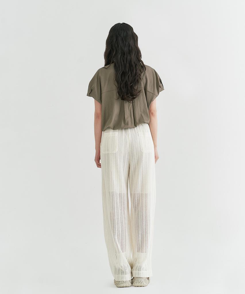 Peulleio Wide Fit Lace Pants _ Ivory