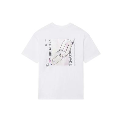 Li-Ning X Glare Artist Collab Abstract Back Print Loose Round Neck T-Shirt Unisex Tops White AHSS643-2