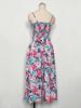 2023 Summer Bestseller: Women's V-neck Spaghetti Strap Print Dress - European & American Style, Waist-Cinching Design