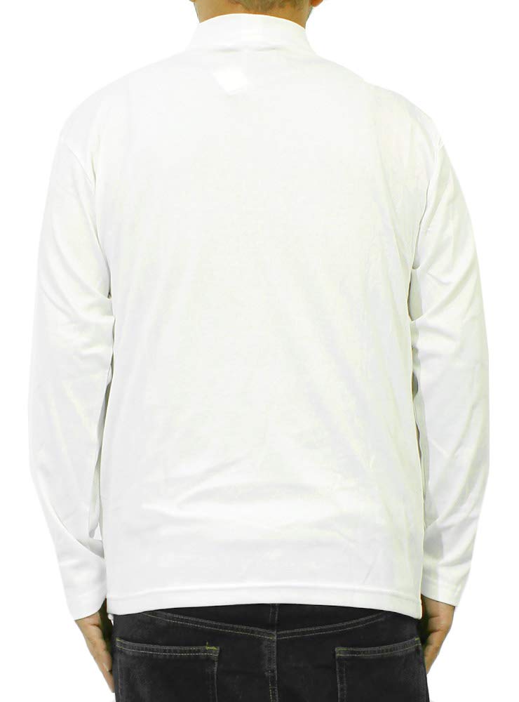 One Colors Men's Long Sleeve T-Shirt, Solid Color, Striped, Rib Knit, High Neck, Size 2L, White