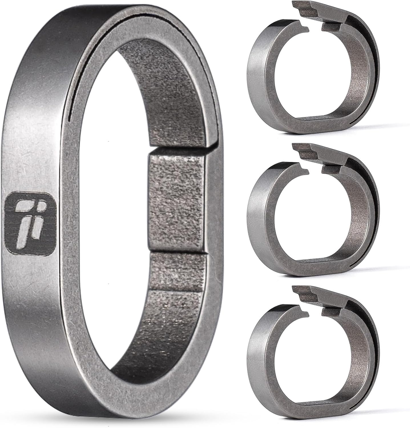 

TIMULTI Titanium Keychain Key Carabiner Mini Quick Release Small Key Holder 4 Ring, Large, Ring, Hook, Connector, (Gray, Pieces)