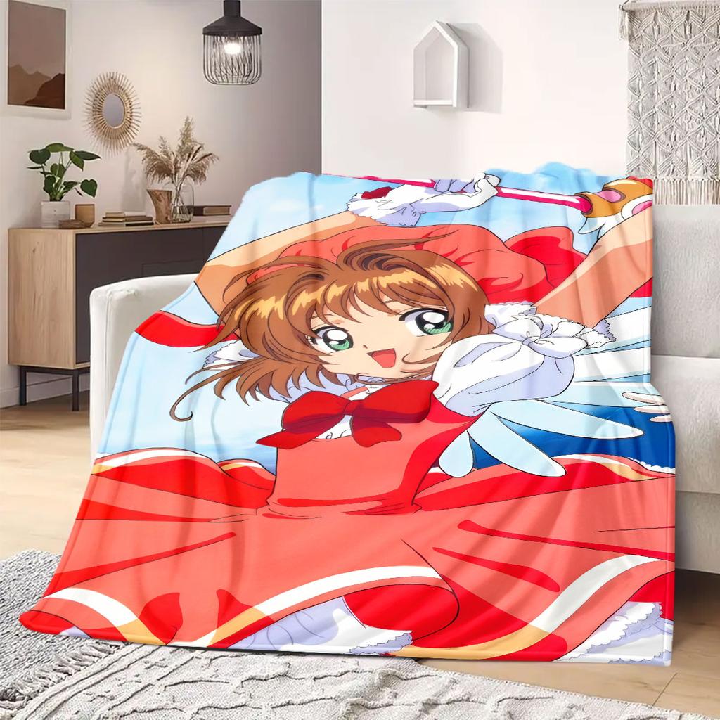 Cardcaptor Sakura Anime Style Flannel Blanket, Print for Bed and Chair, Warm Home Textile, Lightweight Outdoor Blanket_LIAN