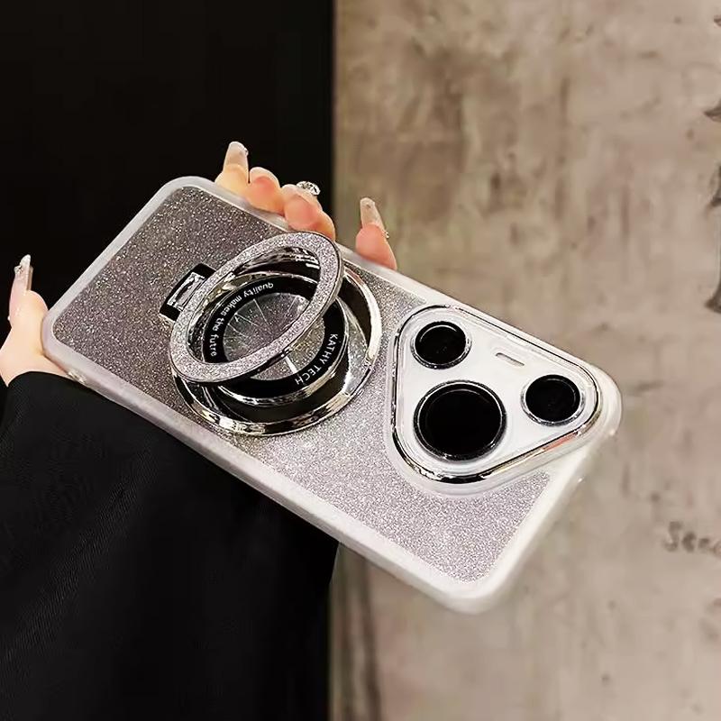 Luxury Magsafe Magnetic Bracket Holde Glitter Case for Huawei Honor X8C X8B X8A X7C X7B X9C X9A X9B X6B X5 X5B Plus Clear Cover
