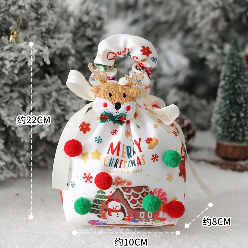 

1pc Christmas Gift Bags with Drawstring Closure -Reusable Festive Holiday Party Favor Bags with Santa,Snowman,Gingerbread House as shown