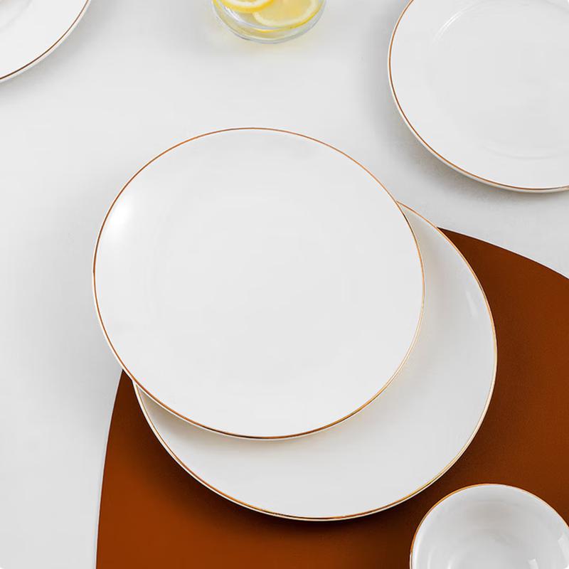 European Style Gold Rim Ceramic Dinner Plate