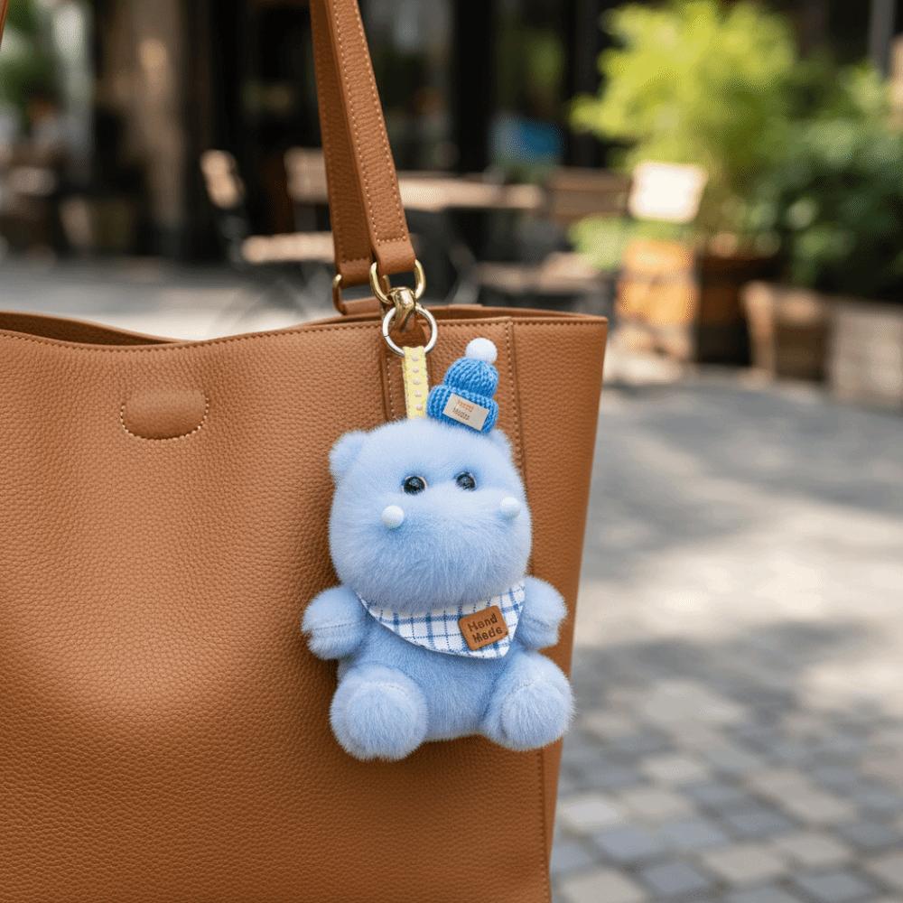 Stuffed Animal Hippos Plush Keychain PP Cotton Purple Hippos Plush Toy Backpack Decoration