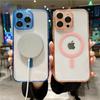 Luksusowy Kolorowy Bumper Przezroczyste Magnetyczne Etui Magsafe na Telefon Dla iPhone 11 12 13 14 15 Pro Max Osłona Ochronna Obiektywu na 14 Plus