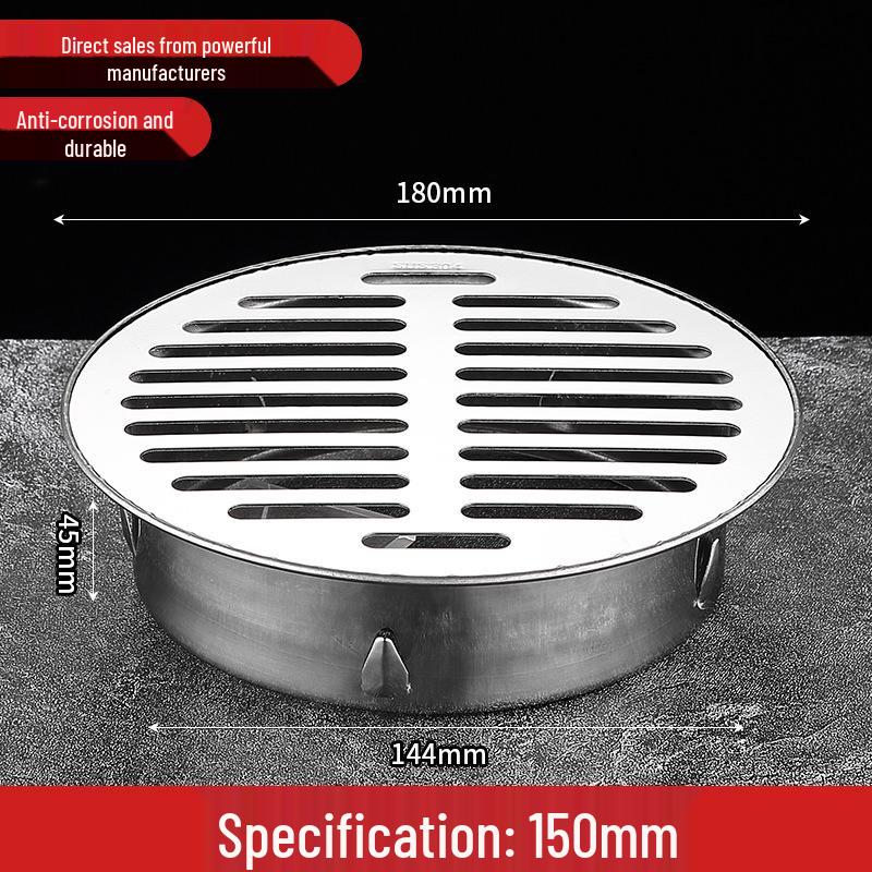 304 Thickened Stainless Steel Round Floor Drain Insert - Outdoor Anti-Clog Mesh Filter for Large Displacement