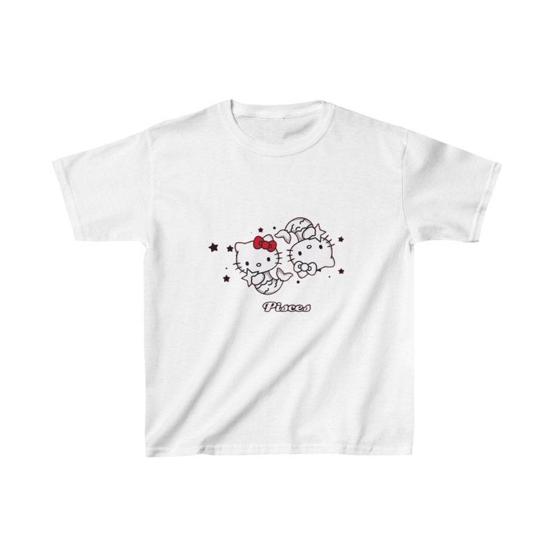 Pisces Hello Kitty Graphic Baby Tee | Y2K Baby Tee, 90s Baby Tee, Zodiac Graphic Shirt Crop, Coquette, Vintage Design 100